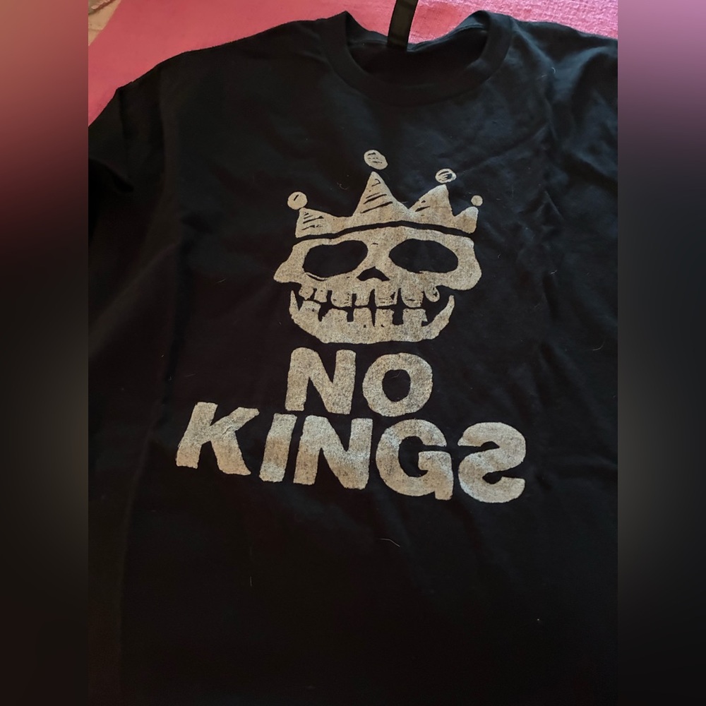 Black Graphic Tee with Skull and Crown Design